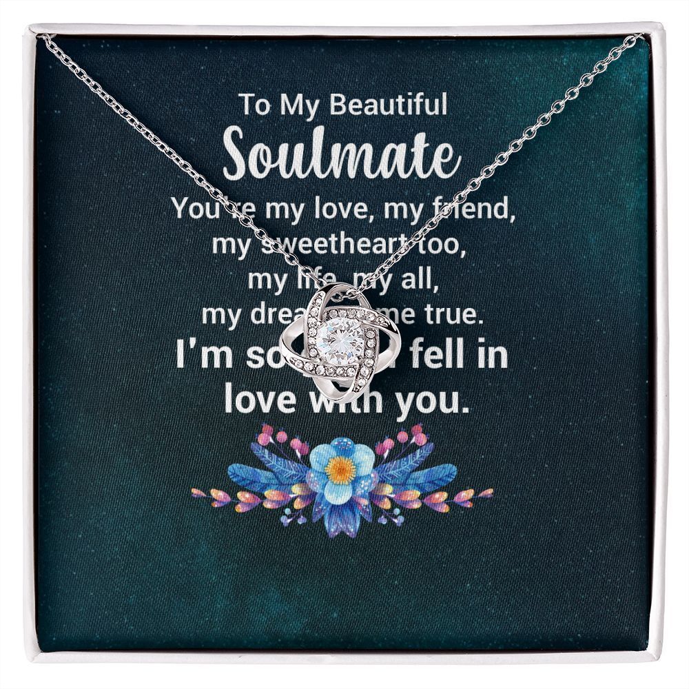 Soulmate You're My Love Infinity Knot CZ Necklace Silver Tone Standard Box